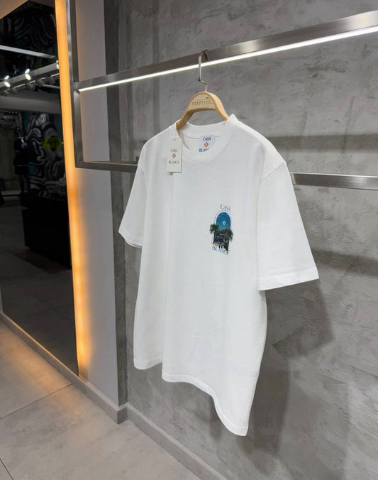 CAMISETA BLANCA ESTAMPADO DE PLAYA